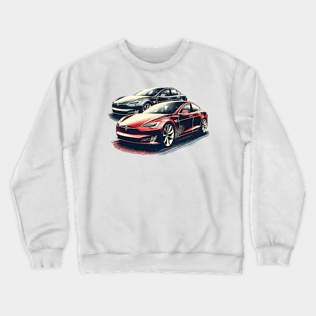 Tesla Model S Crewneck Sweatshirt by Vehicles-Art